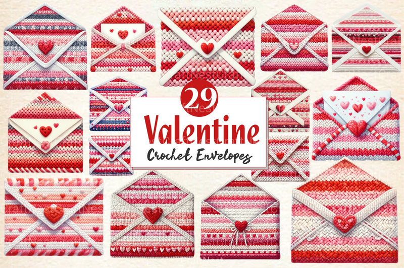 Valentine Crochet Envelopes Clipart Bundle 1 - CraftNest - Digital Crafting and Art