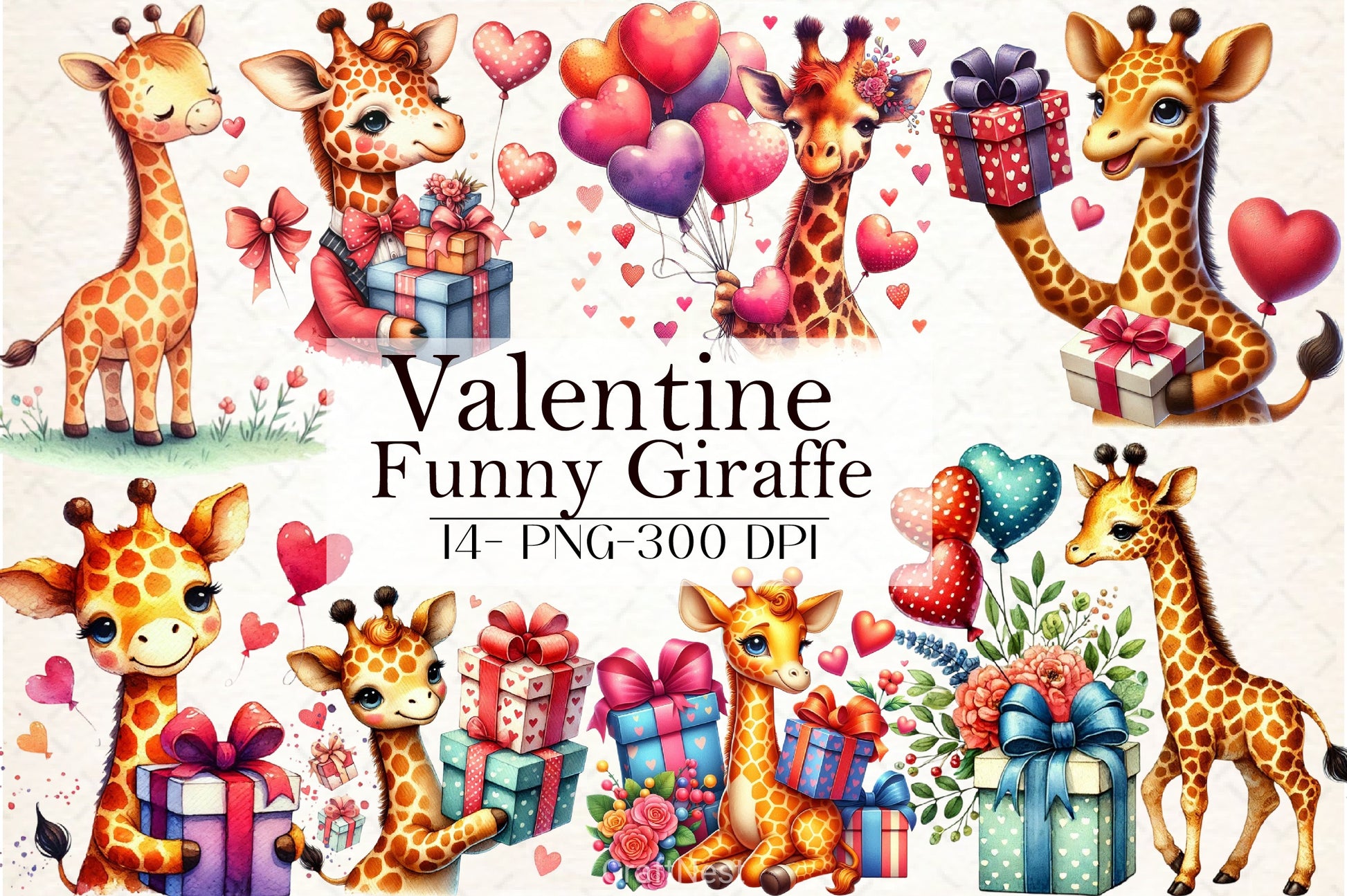 Funny Valentine Giraffe Clipart Bundle - CraftNest - Digital Crafting and Art