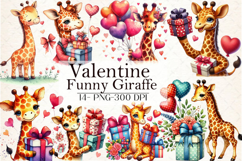 Funny Valentine Giraffe Clipart Bundle - CraftNest - Digital Crafting and Art