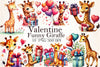Funny Valentine Giraffe Clipart Bundle
