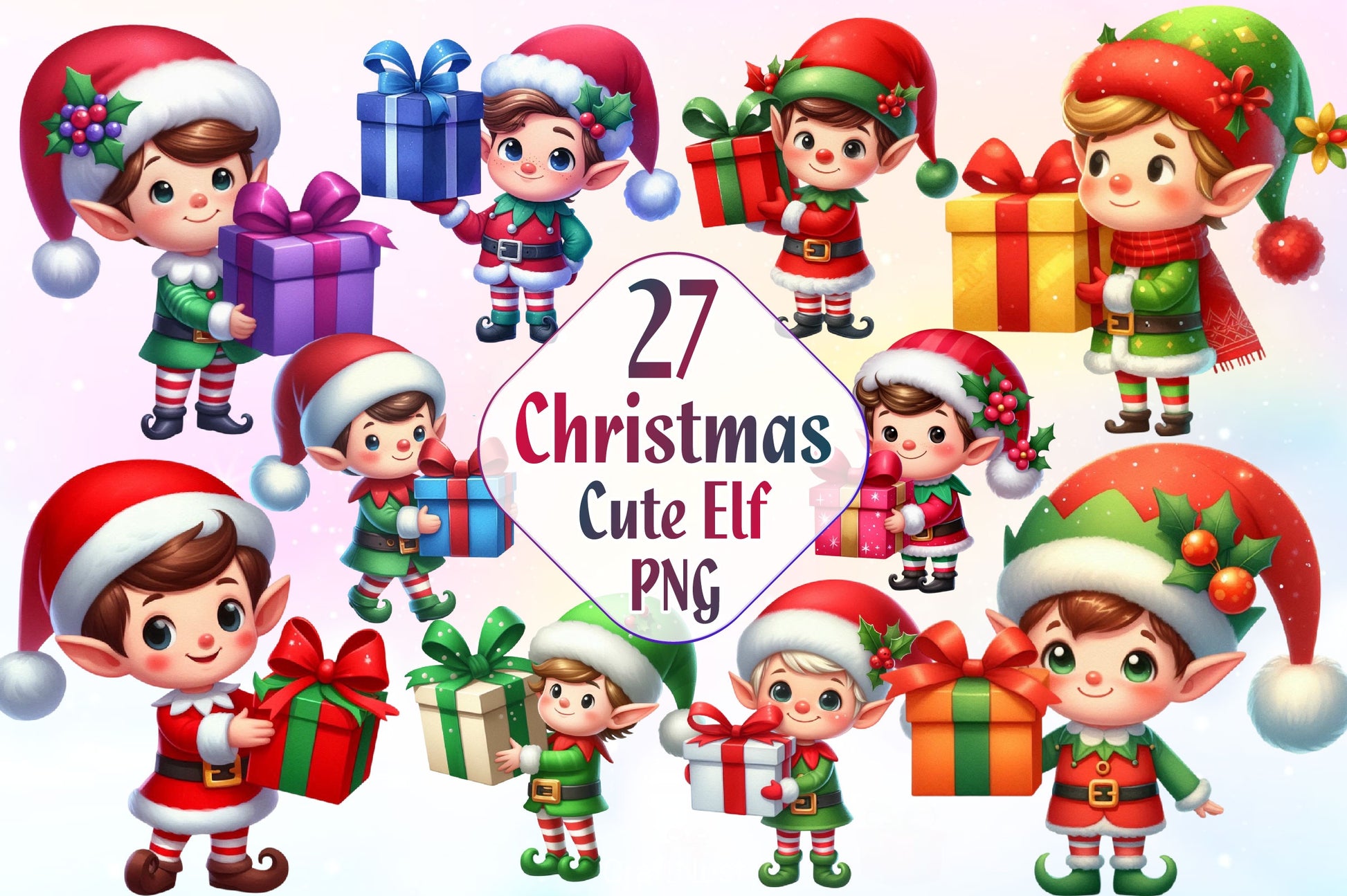 Christmas Elf Christmas Clipart Bundle 2 - CraftNest - Digital Crafting and Art