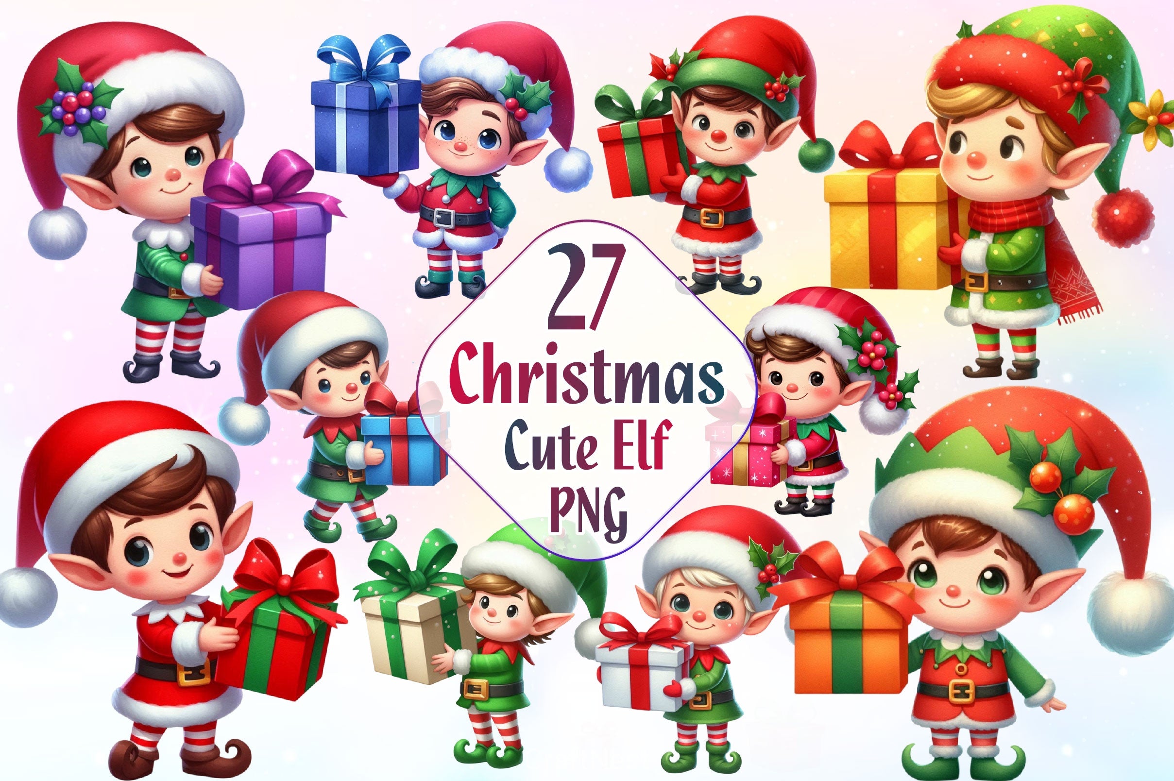 Christmas Elf Christmas Clipart Bundle 2 - CraftNest - Digital Crafting and Art