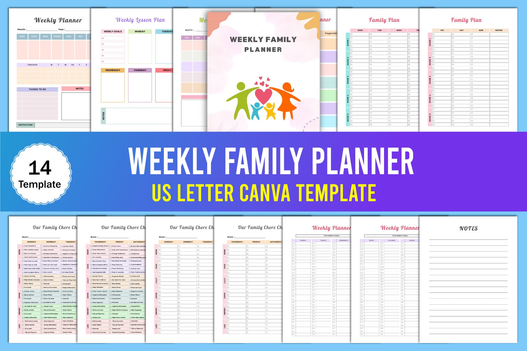 Editable Weekly Family Planner