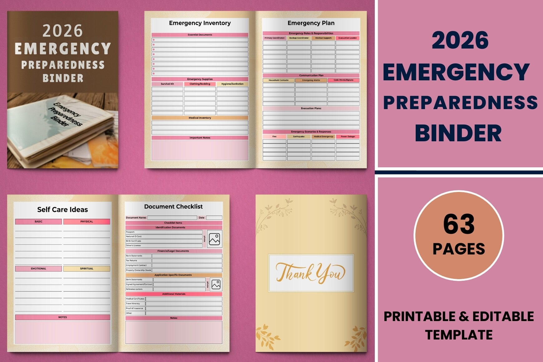 Emergency Preparedness Binder Planner