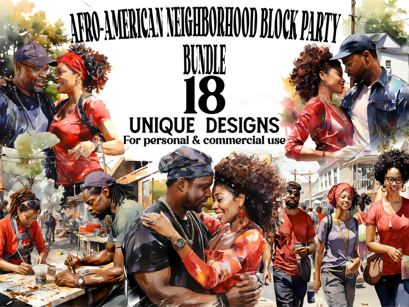 Afro-American Neighborhood Block Party Clipart - CraftNest