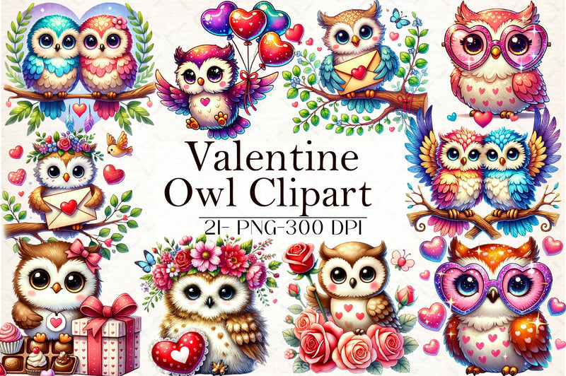 Valentine Owl Clipart Bundle - CraftNest - Digital Crafting and Art