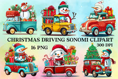 Christmas Driving Gnome Clipart Bundle - CraftNest - Digital Crafting and Art