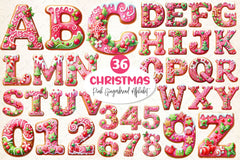 Pink Christmas Gingerbread Alphabet Clipart Bundle 2 - CraftNest - Digital Crafting and Art