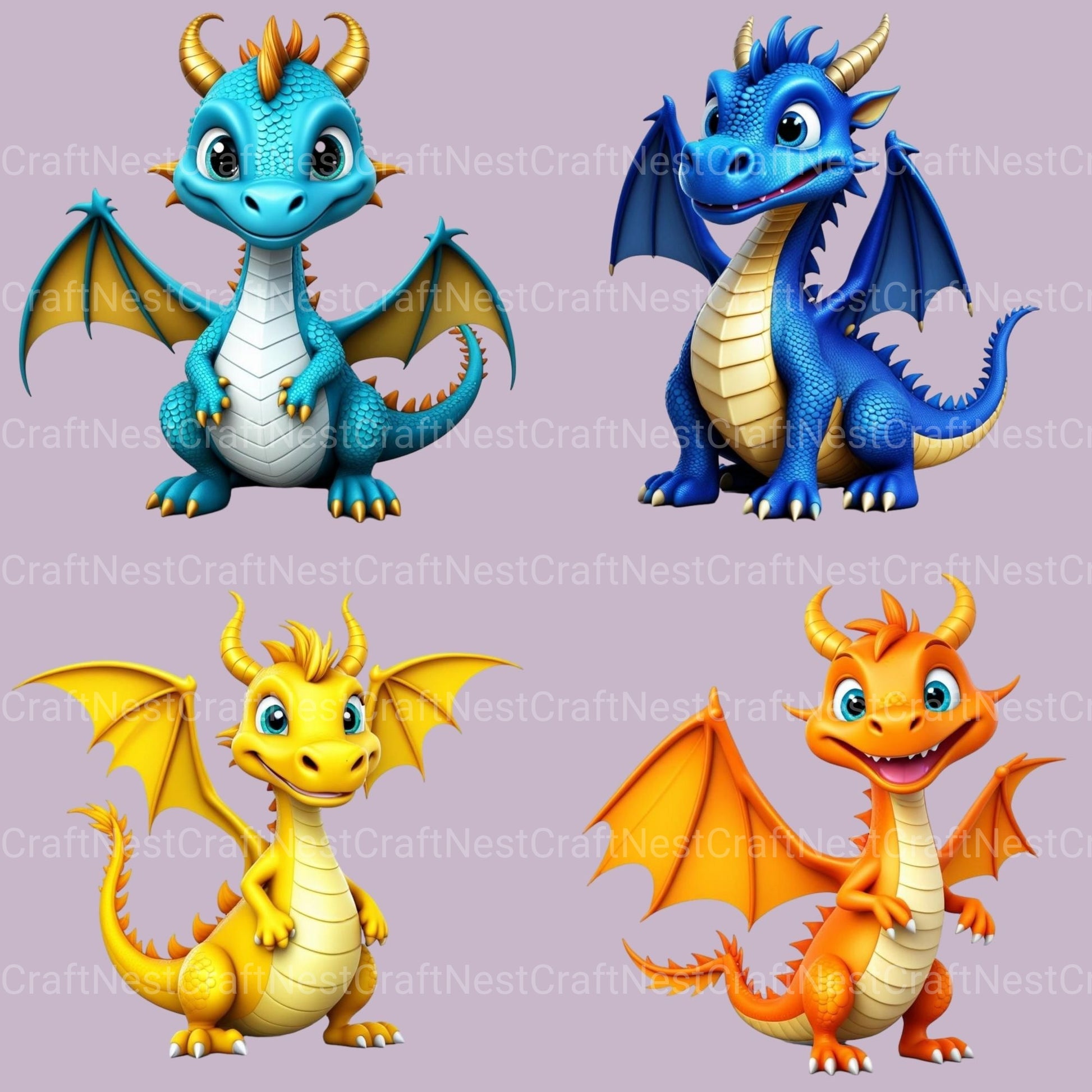 Dragons Clipart Bundle - CraftNest - Digital Crafting and Art