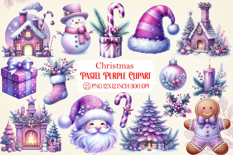 Pastel Purple Christmas Clipart Bundle - CraftNest - Digital Crafting and Art