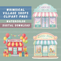 Village Shops Whimsical Clipart Bundle - CraftNest - Digital Crafting and Art