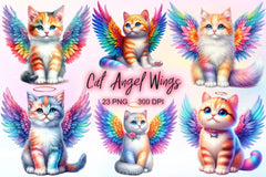 Cat With Angel Wings Clipart Bundle - CraftNest - Digital Crafting and Art