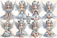 Silver Christmas Angel Clipart Bundle - CraftNest - Digital Crafting and Art