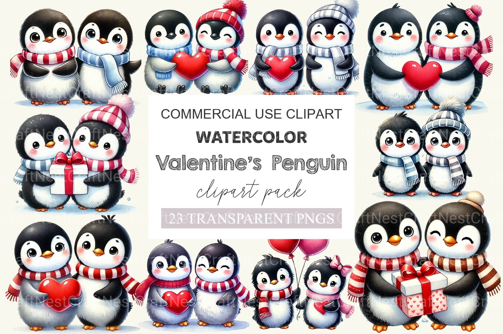 Valentine Couple Penguin Clipart Bundle - CraftNest - Digital Crafting and Art