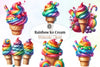 Rainbow Ice Cream Clipart Bundle