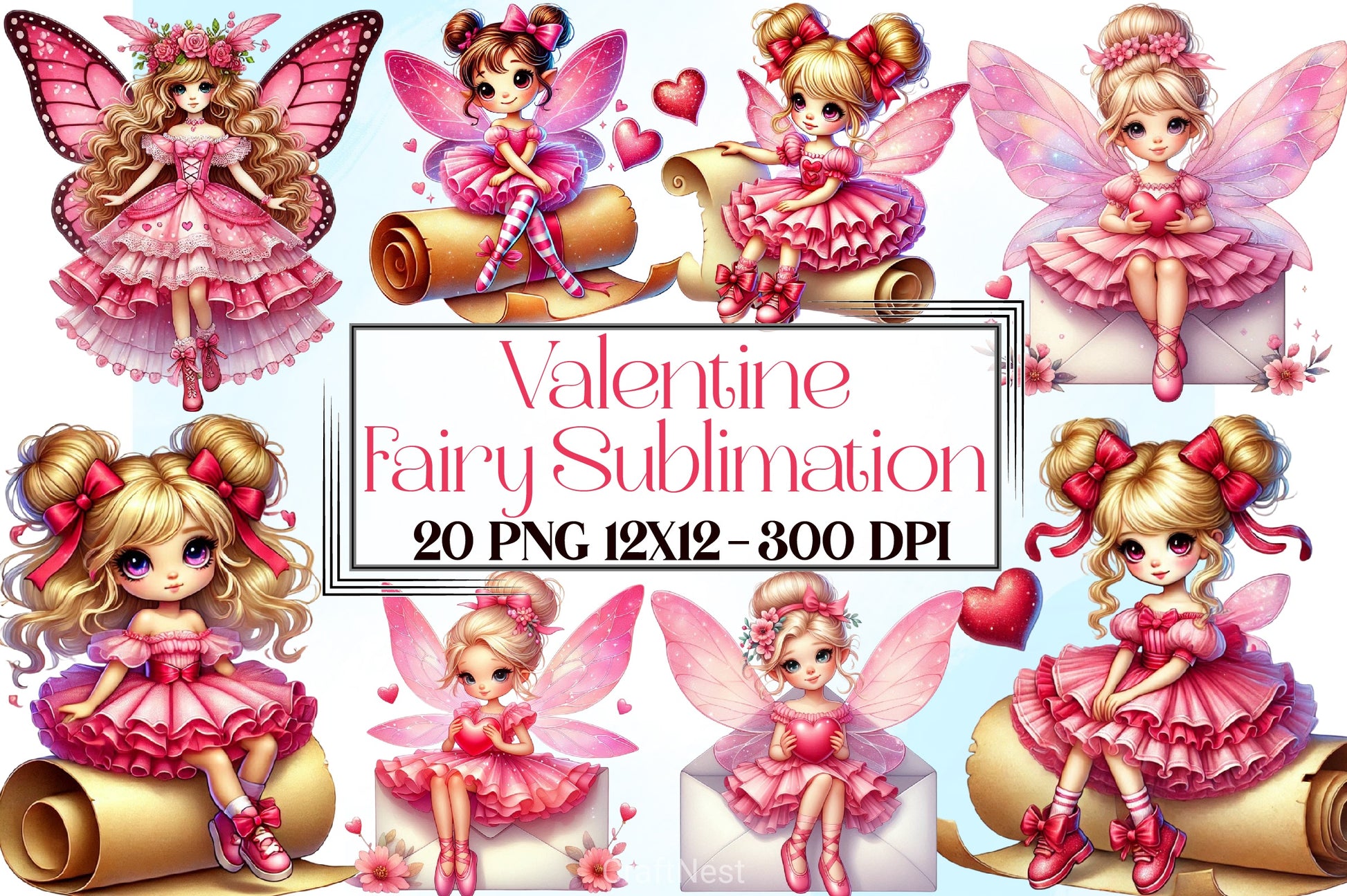Valentine Fairy Clipart Bundle - CraftNest - Digital Crafting and Art