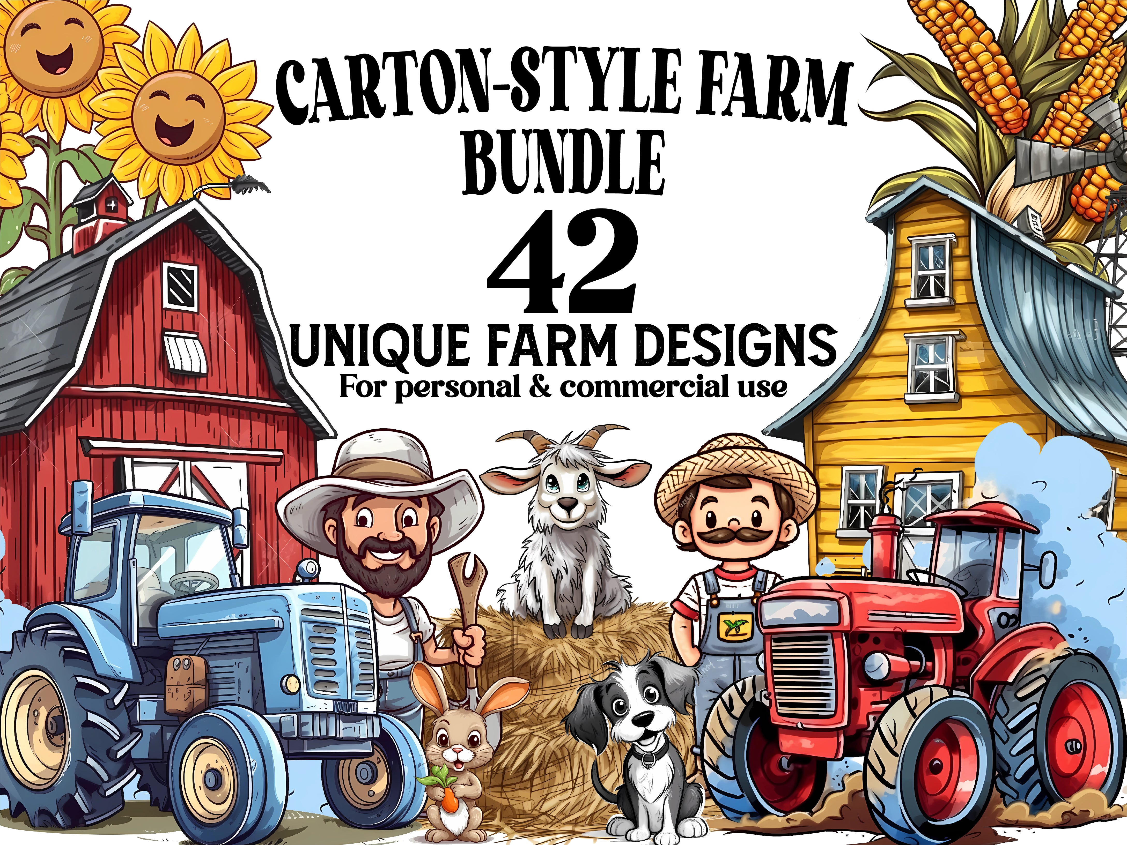 Cartoon-Style Farm Clipart - CraftNest