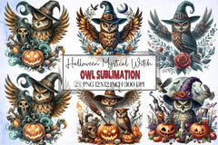 Halloween Witch Owl Clipart Bundle - CraftNest - Digital Crafting and Art