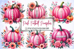 Pink Football Pumpkin Clipart Bundle - CraftNest - Digital Crafting and Art