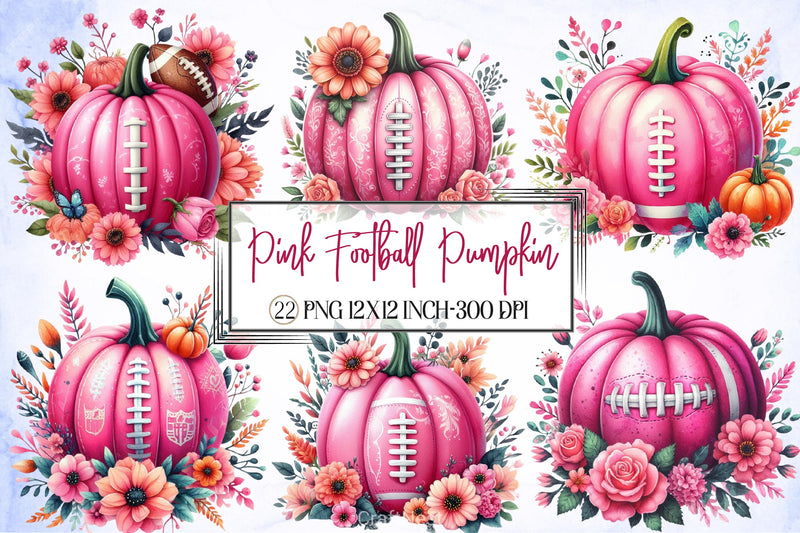 Pink Football Pumpkin Clipart Bundle - CraftNest - Digital Crafting and Art