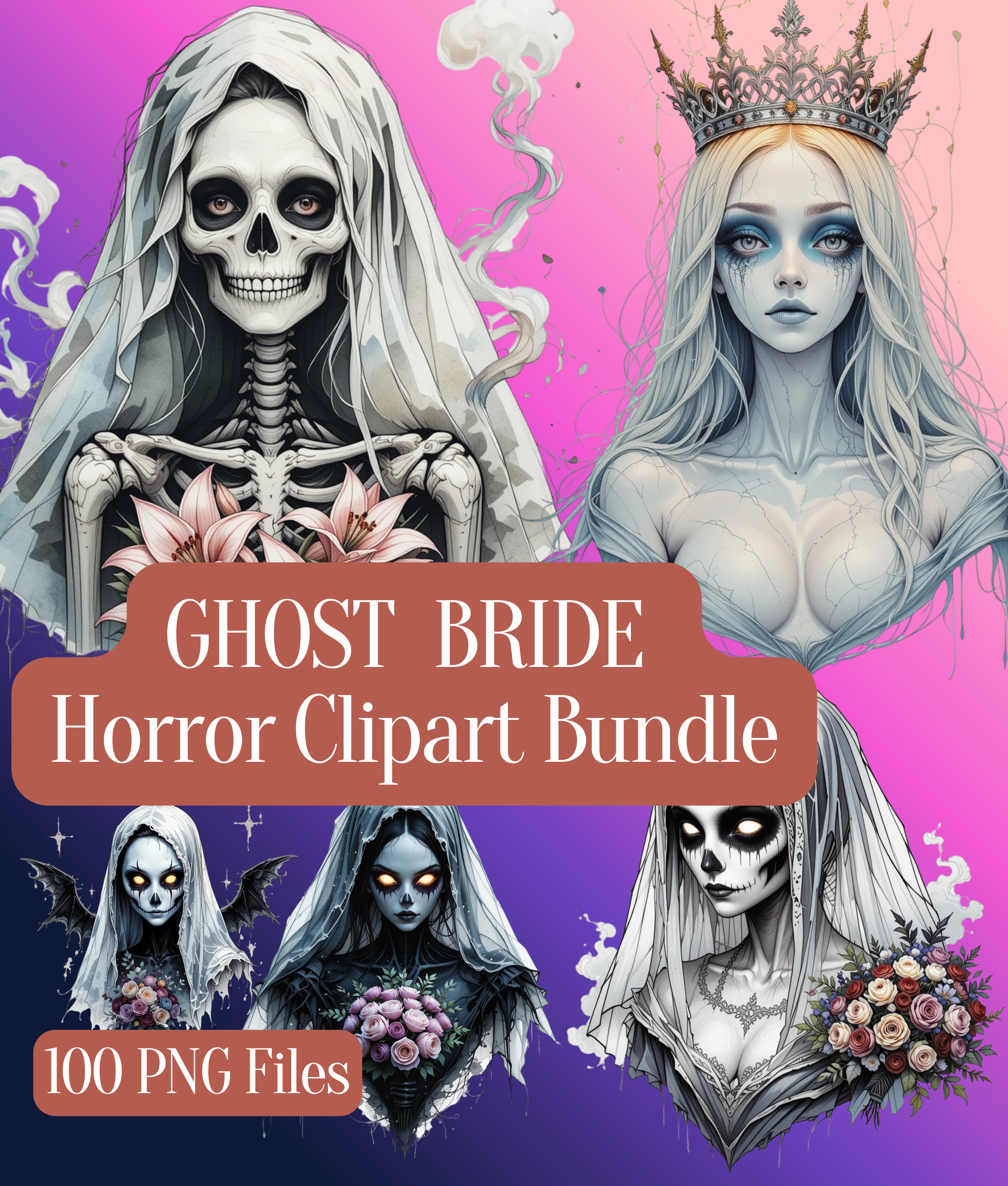 Ghost Bride Clipart Bundle