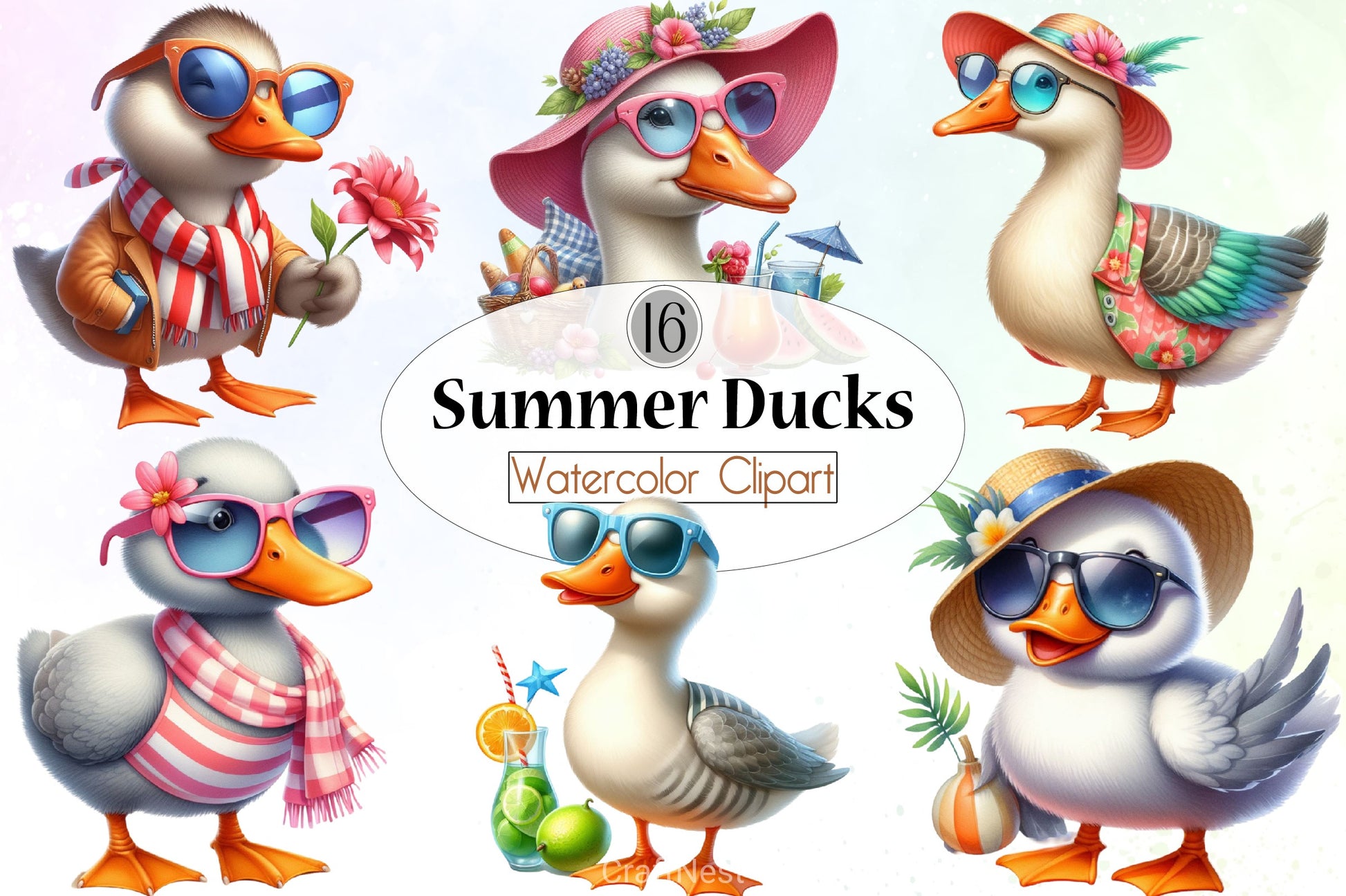 Summer Ducks Clipart Bundle - CraftNest - Digital Crafting and Art
