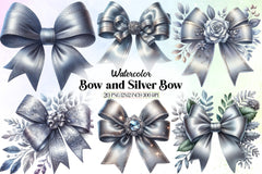 Bow & Silver Clipart Bundle - CraftNest - Digital Crafting and Art