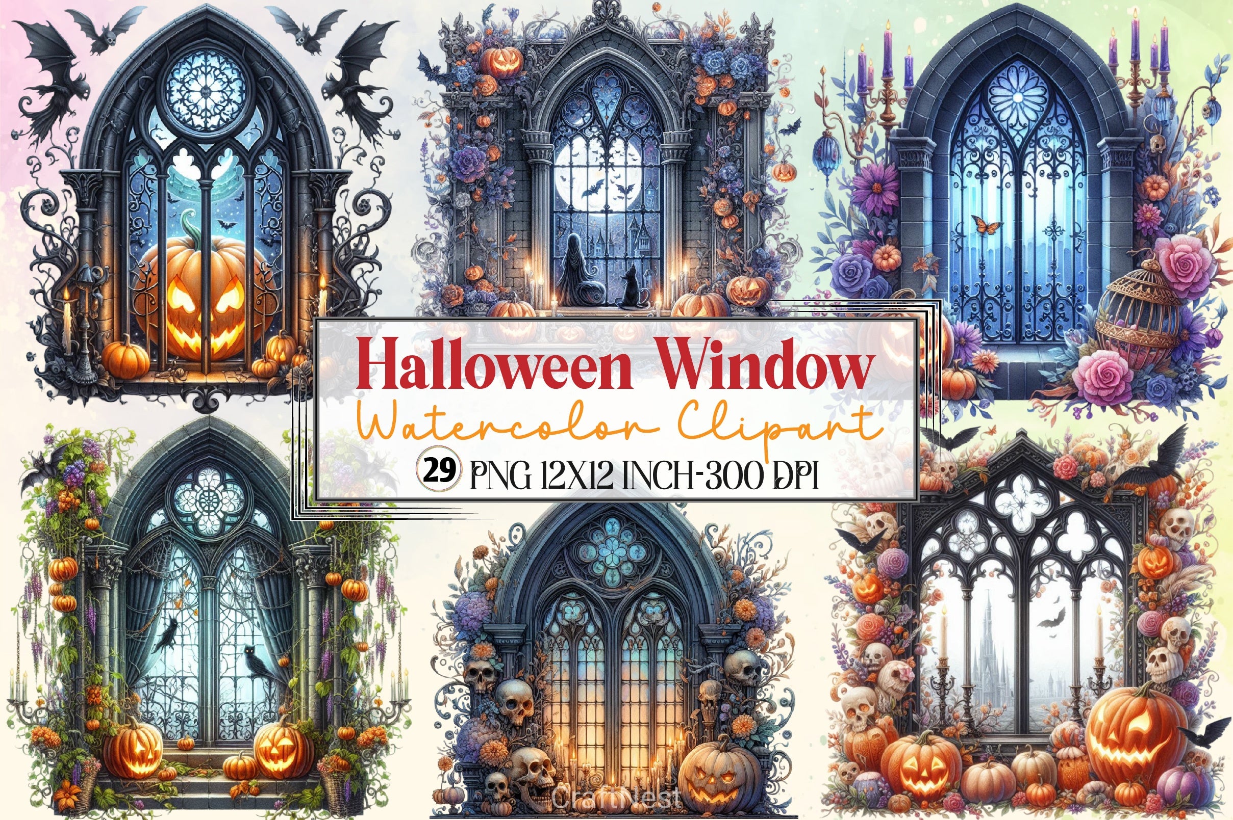 Halloween Window Clipart Bundle - CraftNest - Digital Crafting and Art
