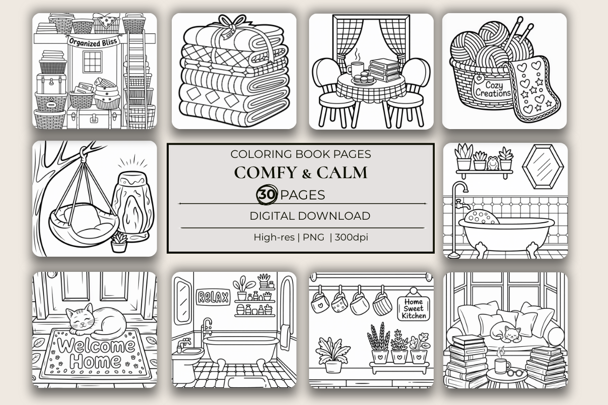 Comfy & Calm Coloring Book