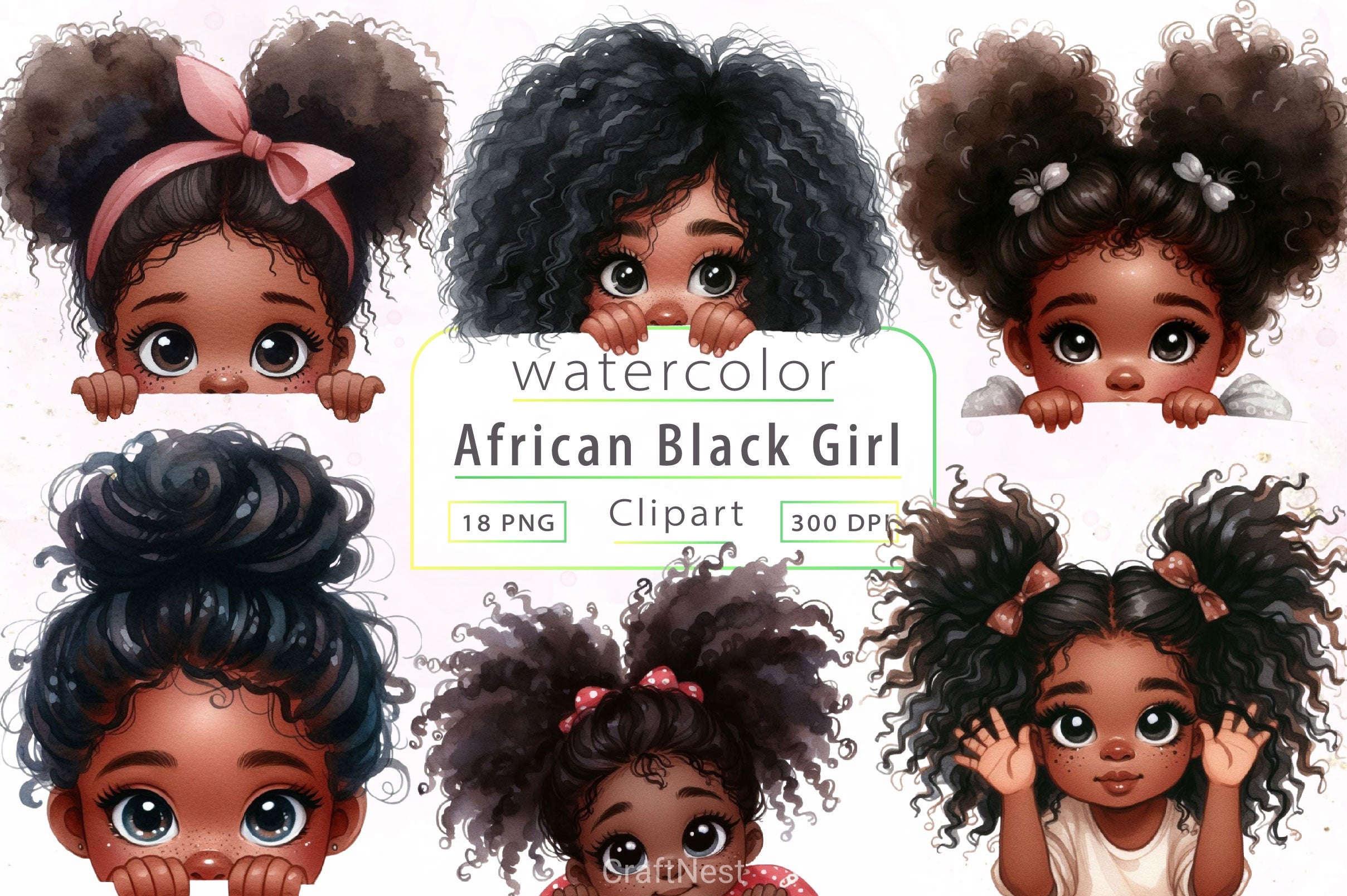 Peekaboo African Black Girl Clipart Bundle 1 - CraftNest - Digital Crafting and Art
