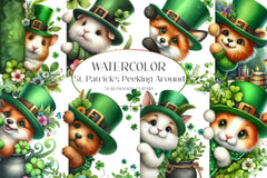 St Patrick's Peeking Around Corner Clipart Bundle - CraftNest - Digital Crafting and Art