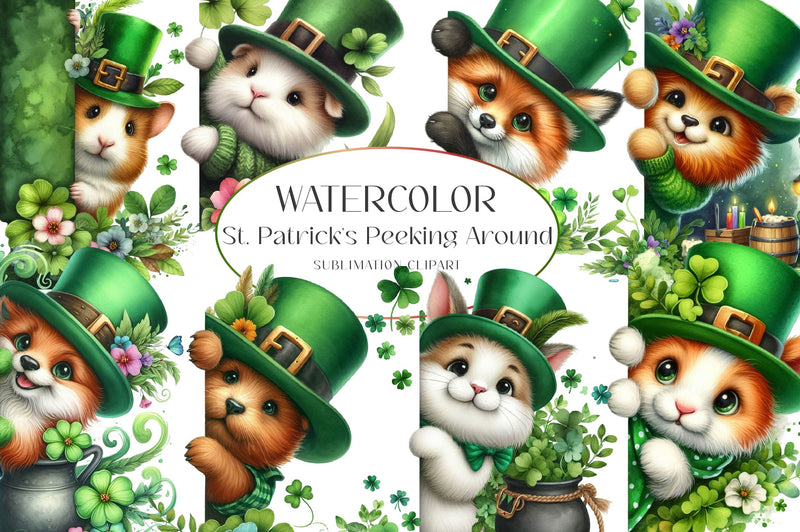 St Patrick's Peeking Around Corner Clipart Bundle - CraftNest - Digital Crafting and Art
