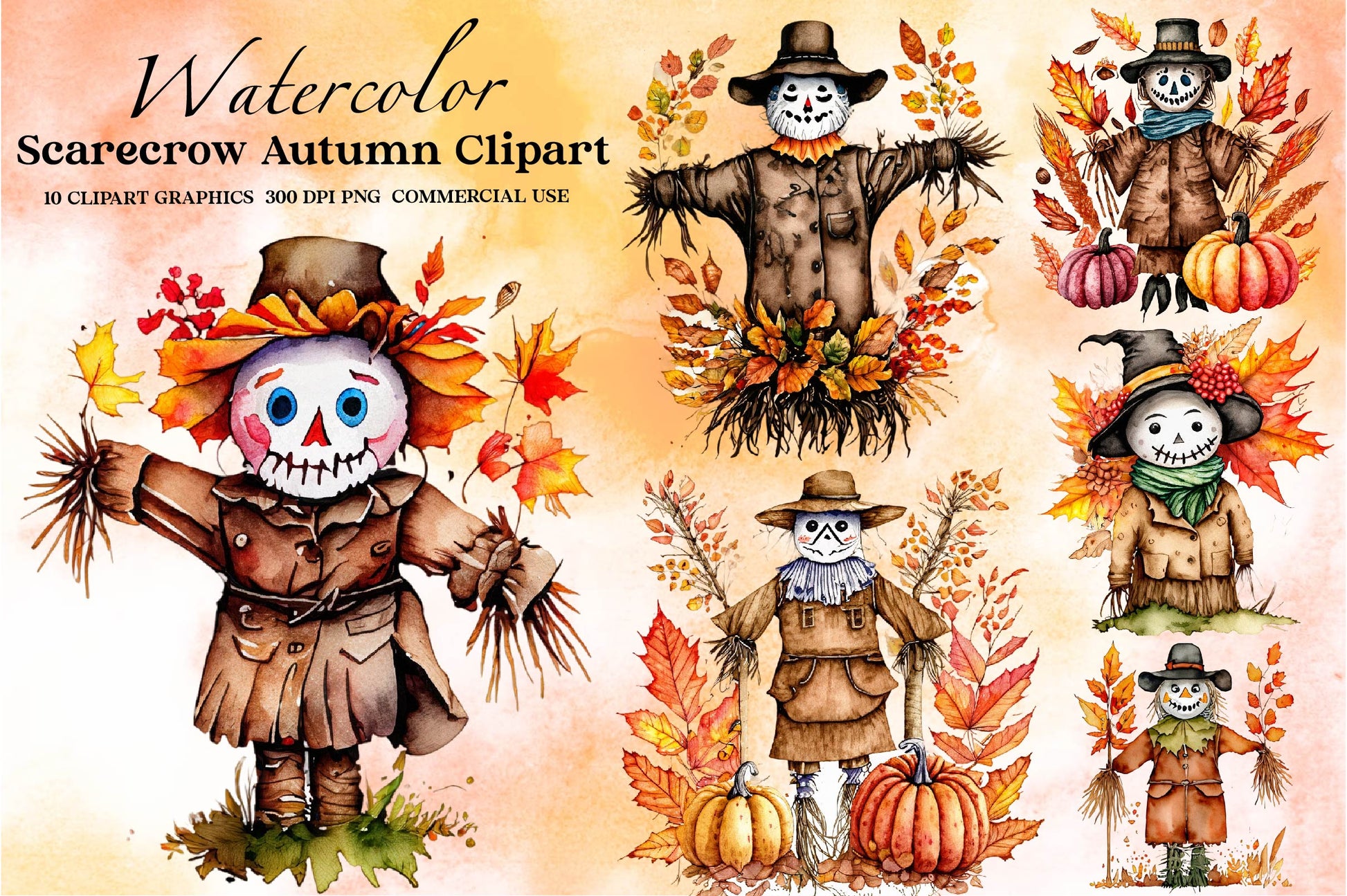 Scarecrow Autumn Clipart Bundle - CraftNest - Digital Crafting and Art