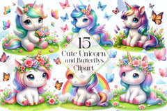 Cute Unicorn Clipart Bundle 13 - CraftNest - Digital Crafting and Art