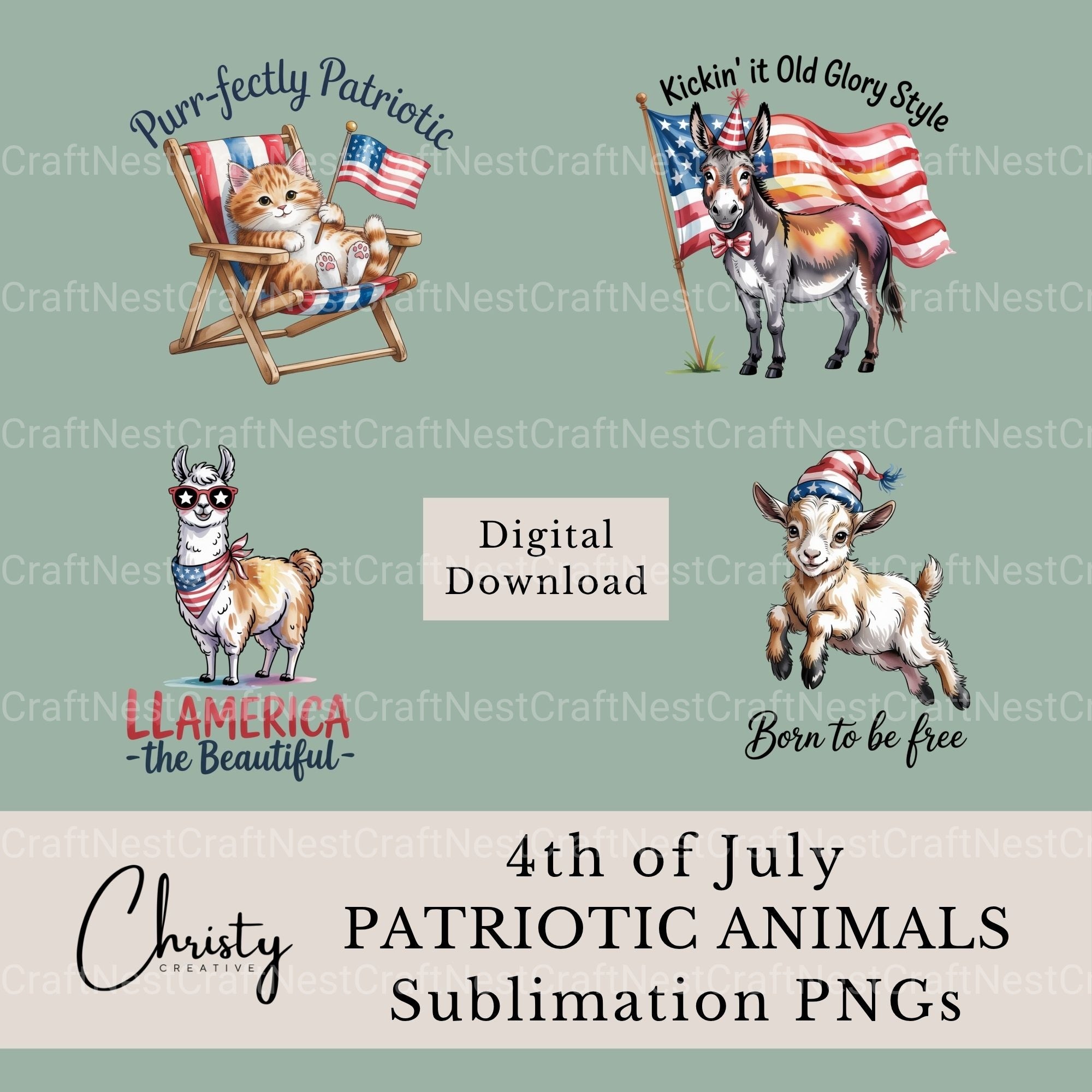 4Th Of July Animals 2 Clipart Bundle - CraftNest - Digital Crafting and Art