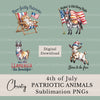 4Th Of July Animals 2 Clipart Bundle