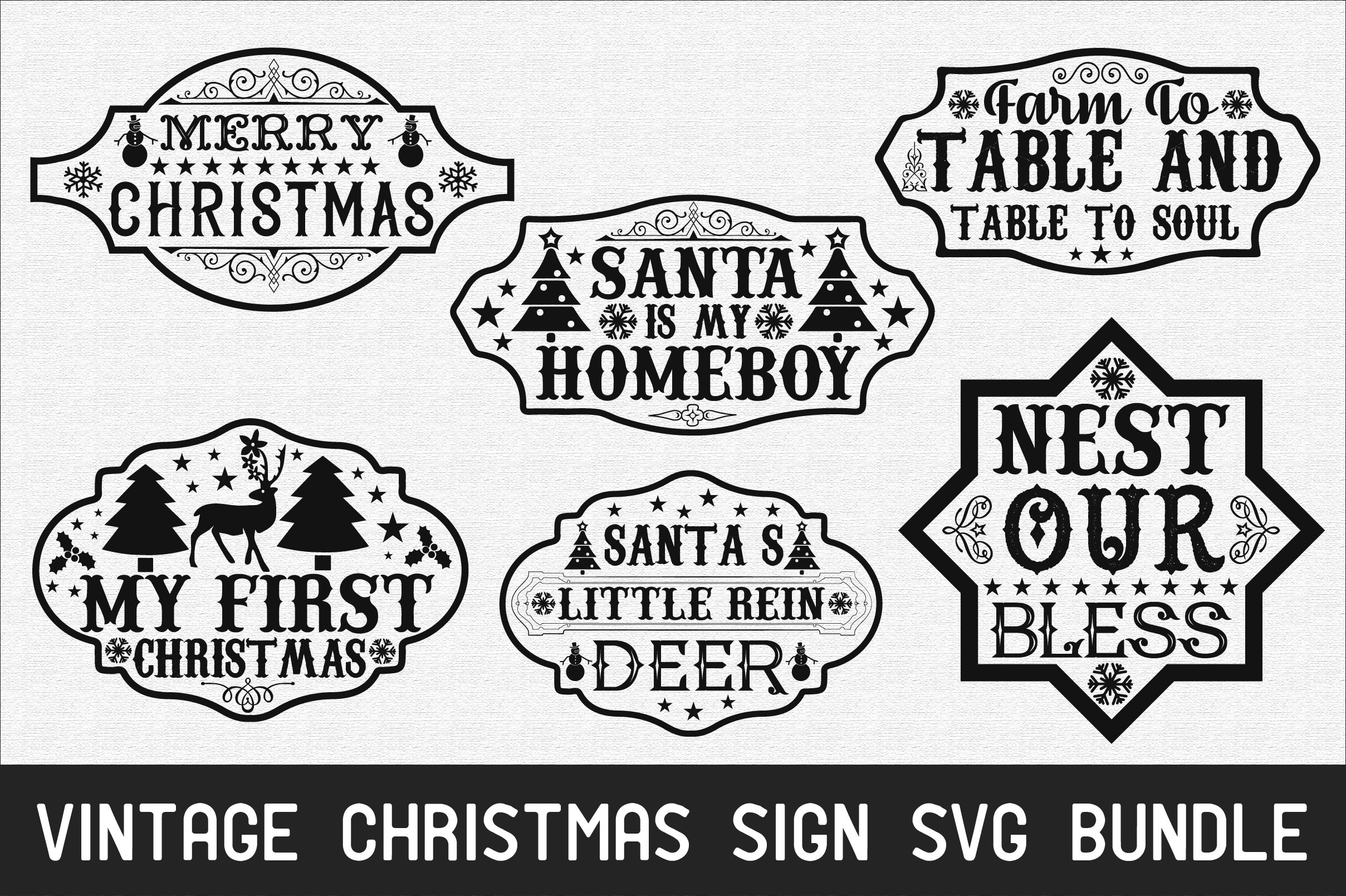 Vintage Christmas Sign SVG Bundle - CraftNest - Digital Crafting and Art