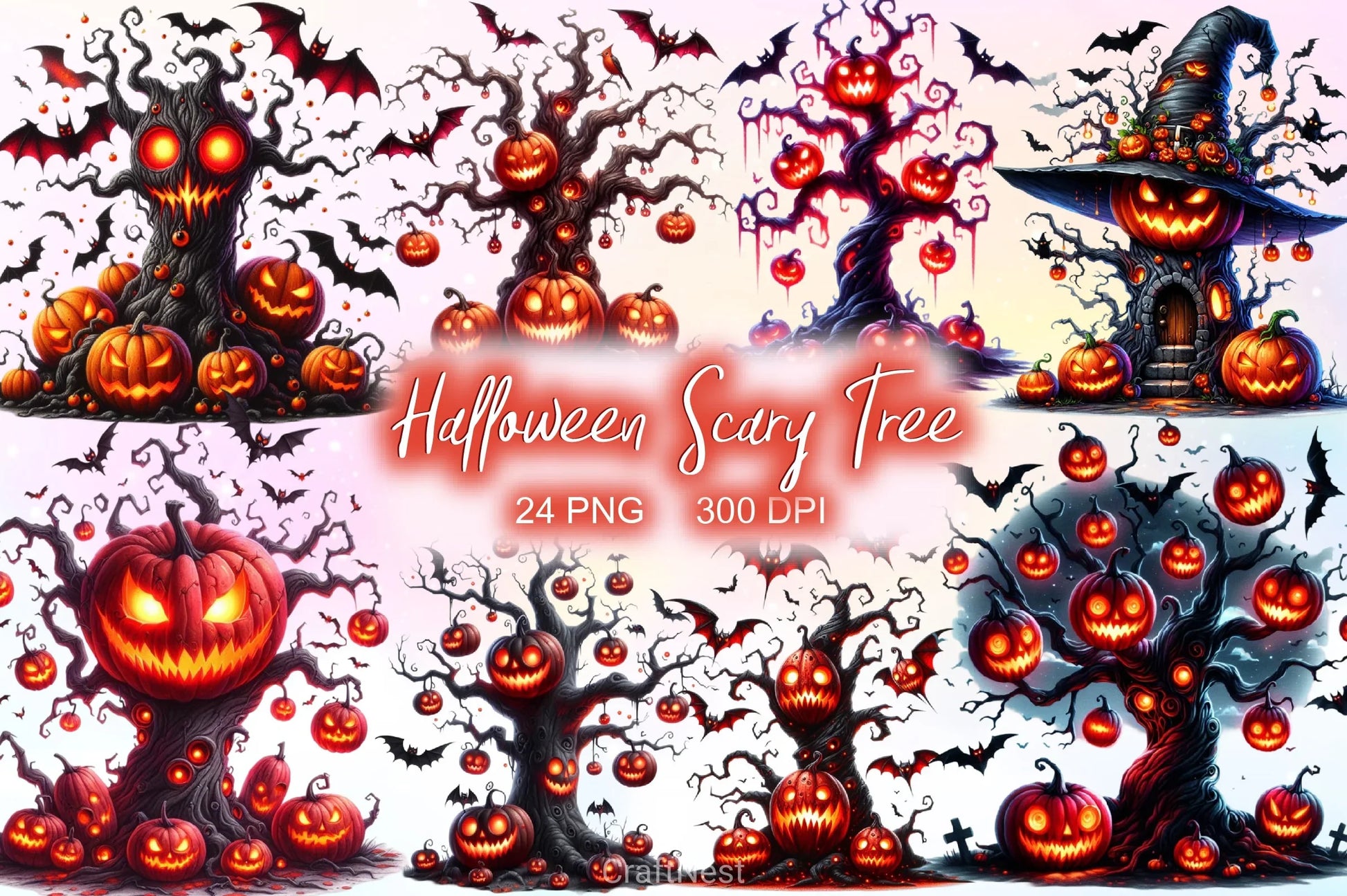 Halloween Scary Tree Clipart Bundle 2 - CraftNest - Digital Crafting and Art