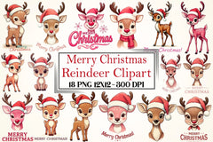 Reindeer Christmas Clipart Bundle - CraftNest - Digital Crafting and Art