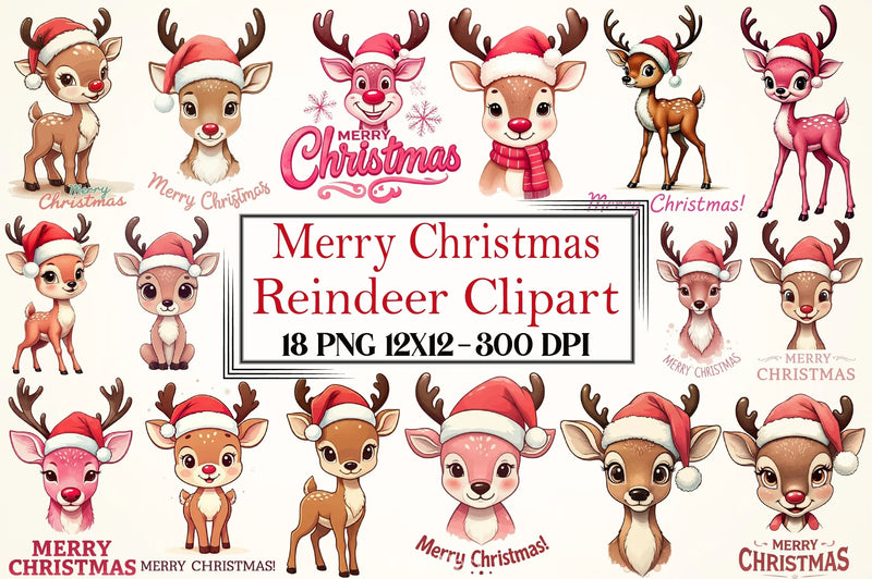 Reindeer Christmas Clipart Bundle - CraftNest - Digital Crafting and Art