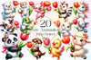 Cute Animals And Tulip Flower Clipart Bundle
