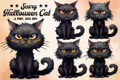 Scary Halloween Black Cat Clipart Bundle - CraftNest - Digital Crafting and Art