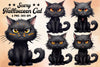Scary Halloween Black Cat Clipart Bundle