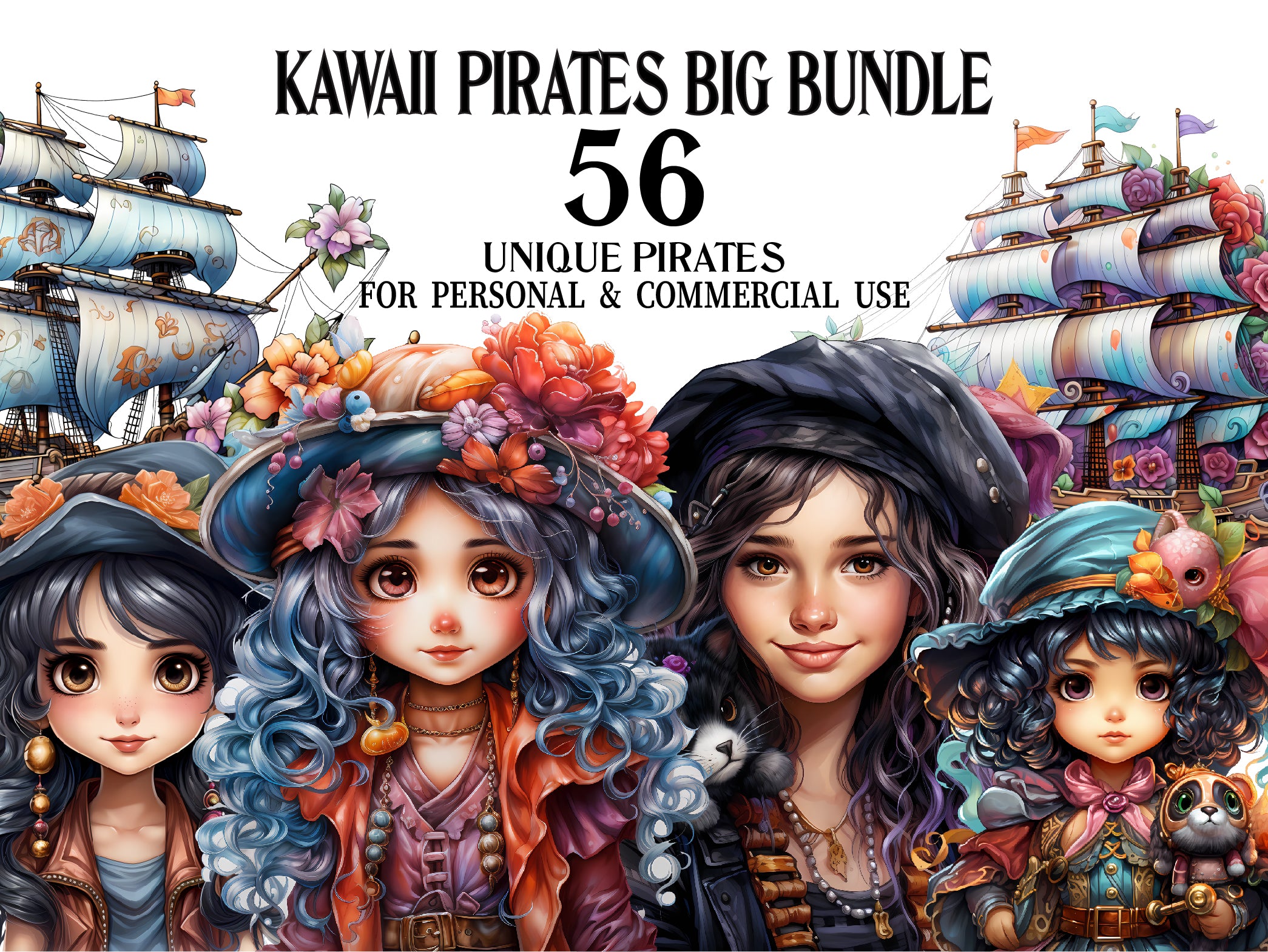 Kawaii Pirates Clipart - CraftNest