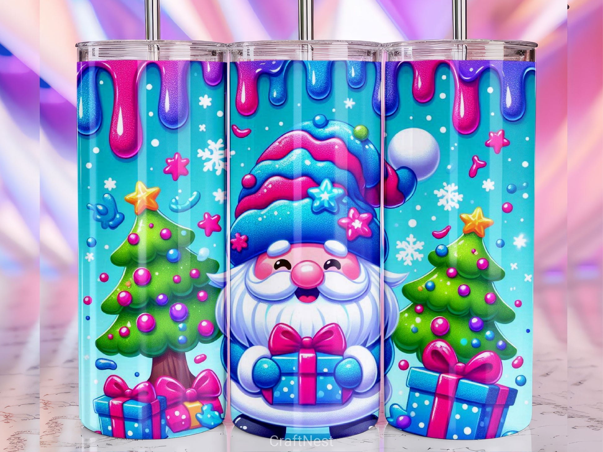 Christmas Gnome Tumbler Wrap Bundle - CraftNest - Digital Crafting and Art