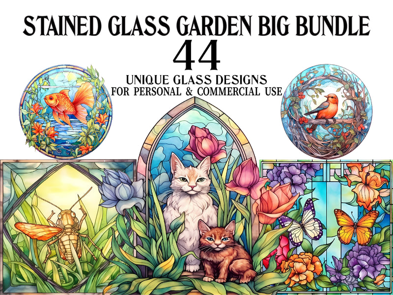 Stained Glass Garden Clipart - CraftNest