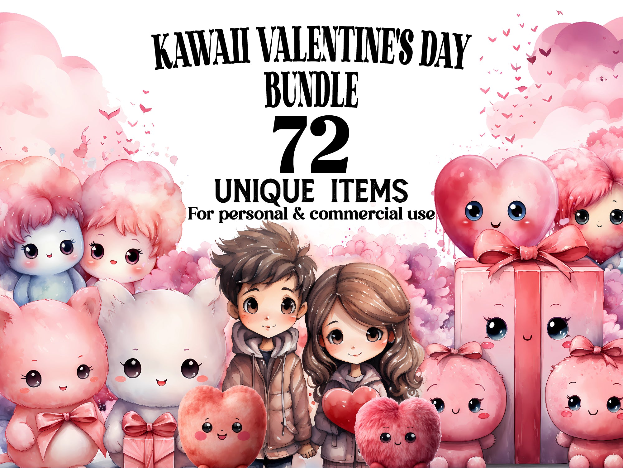 Kawaii Valentine Clipart - CraftNest