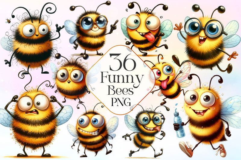 Funny Bee Clipart Bundle 3 - CraftNest - Digital Crafting and Art