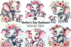 Mother's Day Elephant Clipart Bundle - CraftNest - Digital Crafting and Art