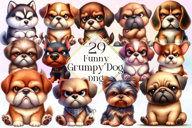 Funny Grumpy Dog Clipart Bundle - CraftNest - Digital Crafting and Art